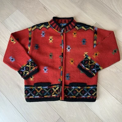Newari Wool By Icelandic Design Chunky Knit Cardigan Sweater *Stain Women's S/M - Image 1 of 4