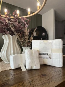 SET King Heavyweight Linen Blend Quilt White - Casaluna NEW - Picture 1 of 9