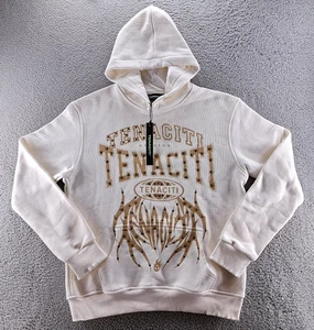 Tenaciti Studios Hoodie Adult Large Cream Flame Fire Streetwear Distressed NWT - Picture 1 of 12