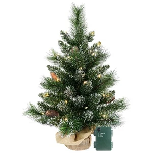 30 Led Warm Lights Pre-Lit Artificial Mini Christmas Tree, 2ft Snow Tipped Pi... - Picture 1 of 9