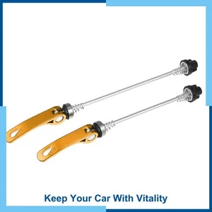 1 Pair Quick Release Lever Bicycle Front Rear Skewers 145mm 180mm Gold Tone New - Picture 1 of 7