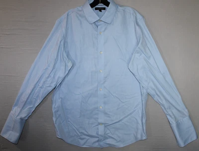Banana Republic Mens Large Blue Button Front Shirt Non-Iron Slim Fit French Cuff - Image 1 of 4