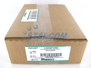 (BOX OF 50) Panduit CJ6X88TGRD Cat6a 10 Gig Mini-Com Jack, Red ~STSI - Picture 1 of 4