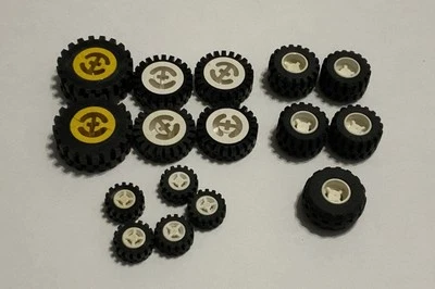 LEGO Technic Wheels Vintage Tire Legoland Town Split Wheel Set Of 16 Tires - Image 1 of 4