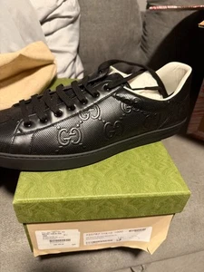 Gucci Ace 'GG Embossed - Black' Men Size 14.5 NIB - Picture 1 of 9