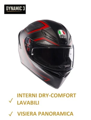 AGV Casco Moto Integrale K1 S SLING Nero Opaco Rosso E2206 Visiera Antigraffio - Immagine 1 di 4