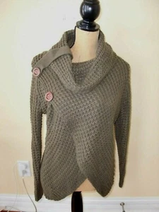 WOMEN~MIRACLE~CHUNKY KNIT~OLIVE GREEN~PULL ON~MULTI BLEND~WRAP/SWEATER Size M/L - Picture 1 of 8