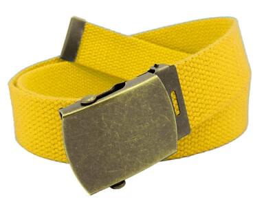 Build A Cinturón Hombre Clásico Antiguo Dorado Deslizante 1.25" Hebilla con Cinturón de Tela de Lona Foto 1 de 4
