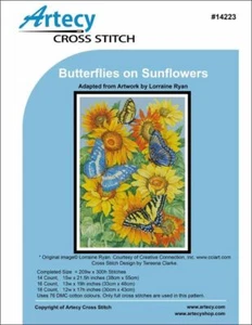 Mariposas sobre girasoles de Artecy patrón de punto de cruz - Imagen 1 de 2
