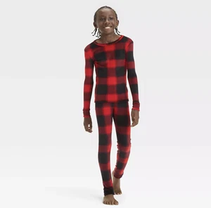 Kids' 2pc Snuggly Soft Snug Fit Pajama Set - Cat & Jack™, Red/Black - Picture 1 of 3
