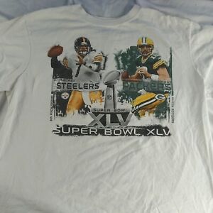 NFL Team Super Bowl XLV Green Bay Packers vs Steelers T-Shirt XL White Reebok