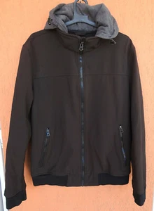 Levis Soft Shell Bomber Jacket Mens Medium Hooded Black - Picture 1 of 12