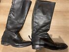 MNG Mango Black Leather Knee High Boots Heels with zip at back  UK 7  EU 40