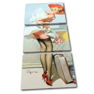 Vintage Girl Poster Sexy Retro Pin-ups TREBLE CANVAS WALL ART Picture Print - Picture 1 of 1
