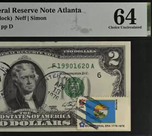 1976 $2 Federal Reserve Note PMG 64 First Day Stamp - Winter Haven, FL 19901620 - Picture 1 of 3