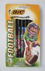 6 penne a sfera vintage Bic lunghezze d'onda inchiostro nero calcio - Foto 1 di 6