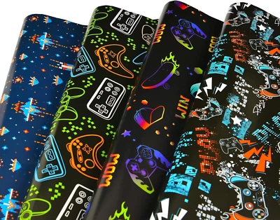Papel de embrulho de aniversário Titiweet para meninos meninas, 12 folhas de embrulho de videogame P - Imagem 1 de 4