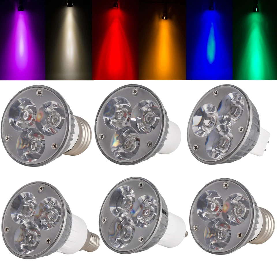 LED Spotlight Bulbs 3W GU5.3 GU10 MR16 E14 E27 Dimmable 12V 24V Colorful Light - Image 1 of 1