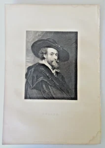 C1870 Sir Peter Paul Rubens Flemish Baroque Painter Antwerp School Antique Print - Picture 1 of 5