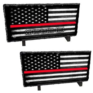 Thin Red Line Flag Design Firefighters & Firemen Slate Rock Desk Accessory