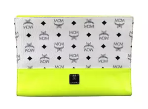 MCM Tasche Clutch Pochette Handtasche Etui weiß schwarz neongelb silber - Bild 1 von 19