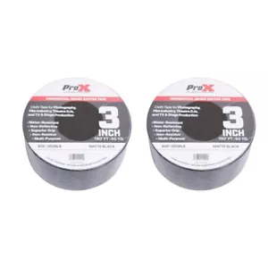 2x Pro X 3 Inch 180FT 60YD Matte Black Commercial Grade Gaffer Tape Non-Residue - Picture 1 of 6