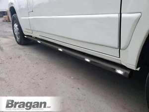 Black Side Bar + White LEDs For Peugeot Boxer SWB 2014+  Stainless Steel - Picture 1 of 4