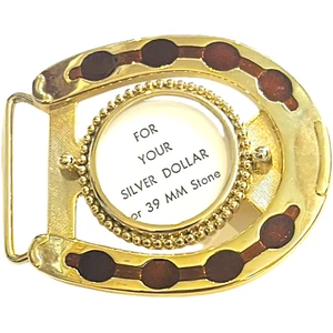 Horseshoe Belt Buckle with Glass Inlay for Silver Dollar / 39 MM Stone - Western - Picture 1 of 5