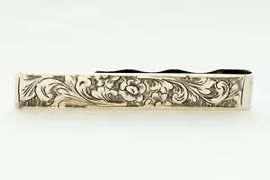 800 Silver Money Clip Floral Scroll Folded Western Cowboy Style - Picture 1 of 6