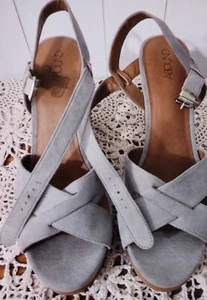 Abound Platform Wedge Ankle Strap Sandal Gray Syntetic Buckle Closure Sz8M Z.150 - Picture 1 of 7