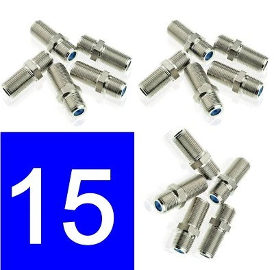 15 Barrel Cable Connector RG6 3GHz F81 CATV Coax Splice Dish CF81GHZM  - Image 1 of 3