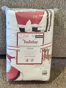 NEW Pottery Barn Kids Heritage White Santa Standard Sham for Comforter Christmas - Picture 1 of 2