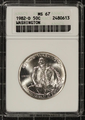 1982  D Washington Half Dollar ANACS MS67 Old White Holder Silver Commemorative Cover