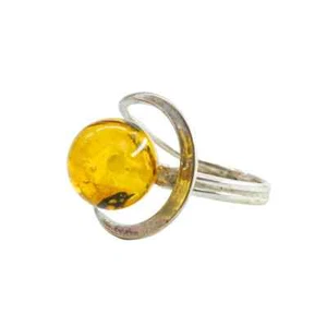 USA Ring Certified Natural Sphere Amber Ruthors design Handmade KIZIMA - Picture 1 of 7