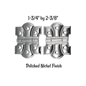 Pair of Embossed ornamental hinges Nickel Plated Finish Antique Vintage Style - Picture 1 of 1