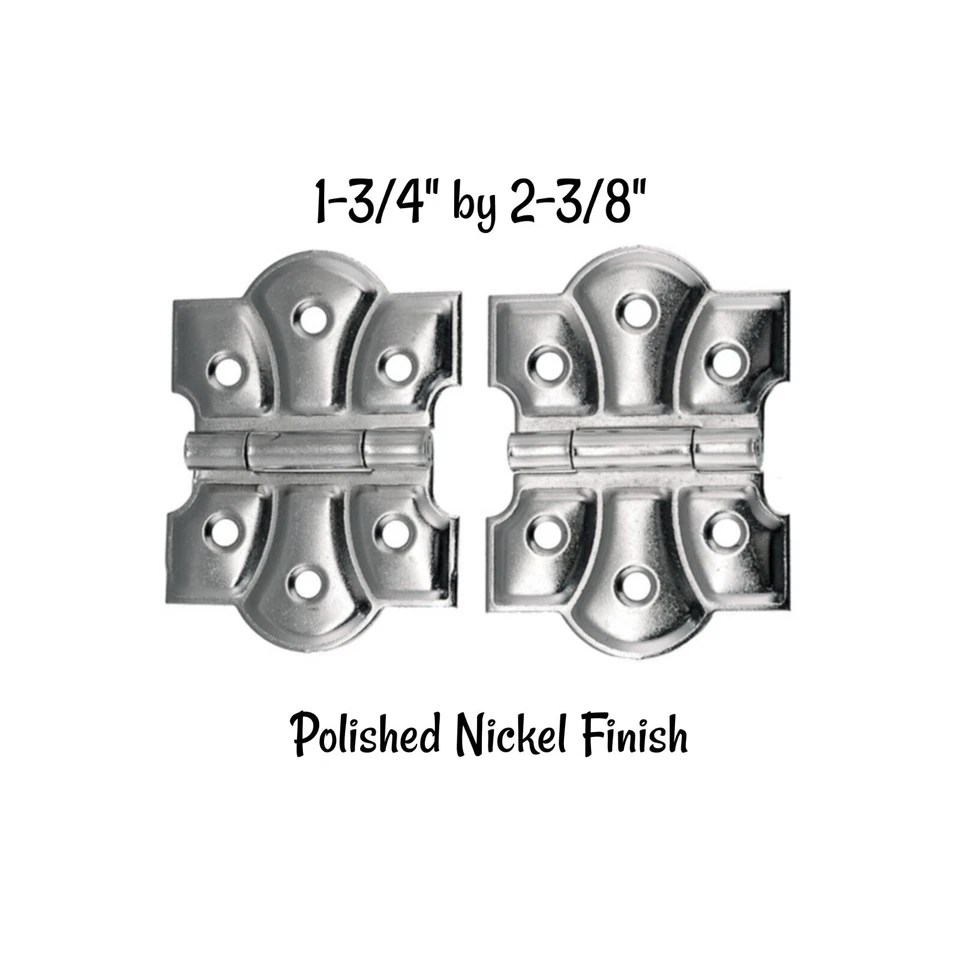 Par de bisagras ornamentales en relieve acabado niquelado estilo antiguo vintage Foto 1 de 1