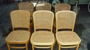 6 Bentwood Rattan Cane Dining Chairs. - Picture 1 of 13