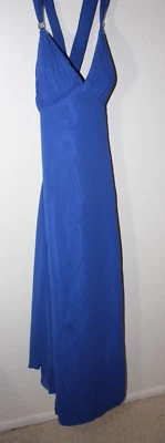 Vestido de Dama de honor de noche de graduación azul real talla 10 cuello halter detalle de espalda desnuda Foto 1 de 4