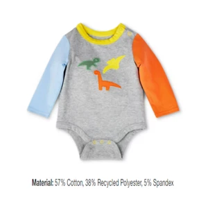 Christian Robinson Baby Boy Multi Color Dinosaur Long Sleeve Bodysuit 0-3 Mo NEW - Picture 1 of 4
