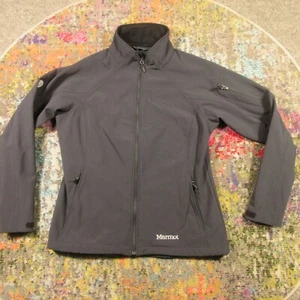 Marmot Softshell Jacket Womens Large L Full Zip Black Fleece Lined High Neck - Picture 1 of 14