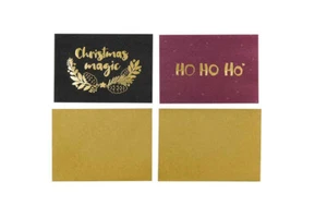 Tarjeta De Navidad Mensaje Dorado Brillante 15 Cm 4 Piezas - Picture 1 of 1