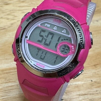 Timex 1440 Digital Quartz Watch Women 50m Silver Pink Alarm Chrono New Battery - Image 1 of 4