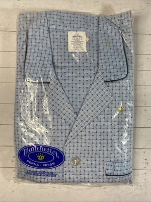 Vintage Men's Pajamas Long Sleeve Long Pants Size Large Manchester Cotton Poly - Image 1 of 4