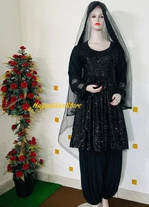 Vestido Afghan Kuchi Fiesta/Boda Tradicional Tres Piezas Sitara Gasa - Imagen 1 de 4