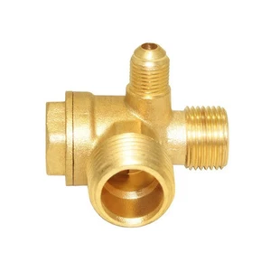Válvula de retención de compresor de aire roscado macho de latón de 3 vías neumática central G1/2"xg3/8 - Imagen 1 de 3