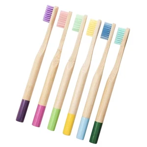 6 PCS Children's Soft Bristle Toothbrush Travel Kids Wooden Toothbrushes - Picture 1 of 12
