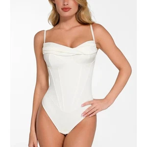 NEU MIT ETIKETT POPILUSH Shapewear Sanduhr Korsett Brust drapierender Body XL cremefarben - Bild 1 von 6