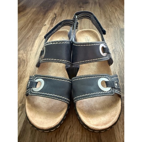 CLARKS Clark zeppa in pelle con cinturino pieghevole da donna taglia 8 5 vacanza estiva