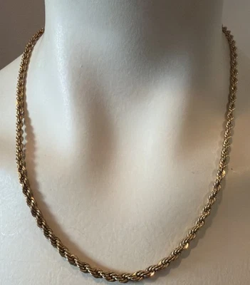 "Collar de cadena de cuerda grueso vintage Danecraft EE. UU. plata esterlina oro vermeil 20""" Foto 1 de 4