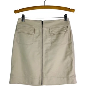 Ann Taylor tan zip cargo stretchy office preppy skirt 2 - Picture 1 of 6